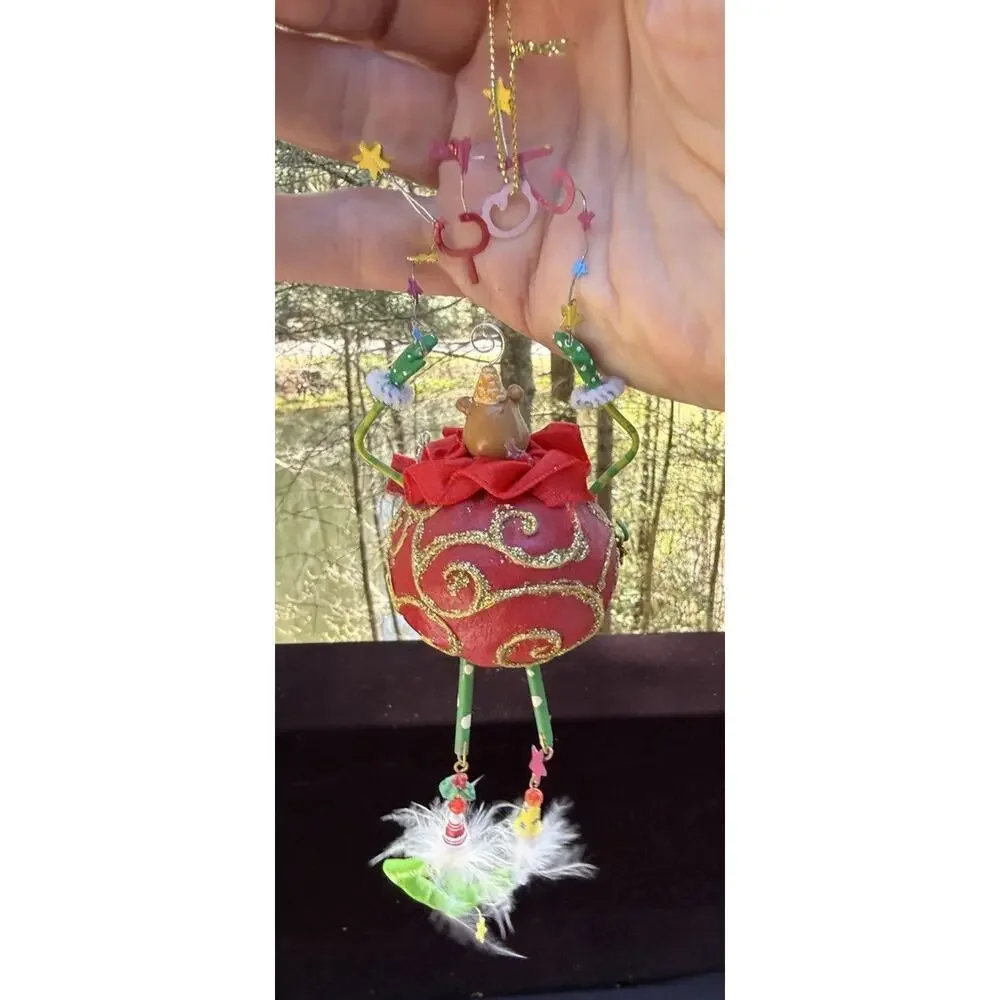Vintage Katherines Collection Dangle Leg Joy Bear Christmas Ornament Rare! -K2